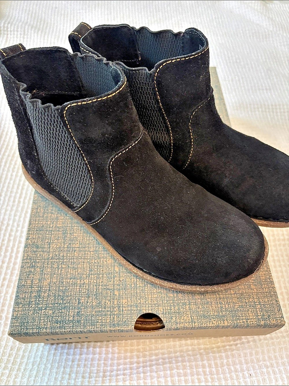 Born Tate Black Suede Chelsea Boot Ankle Boots Black US 7.5